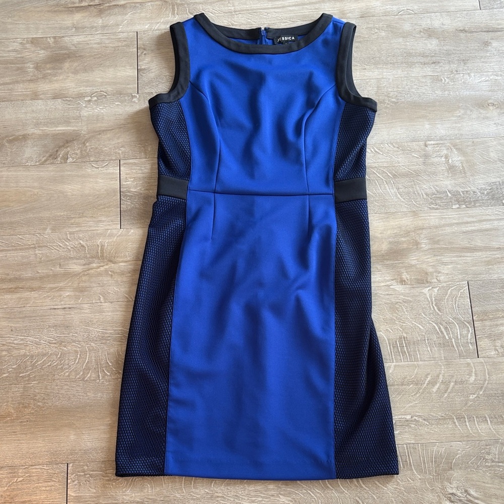 JESSICA Sleeveless Blue and Black Dress Size 12